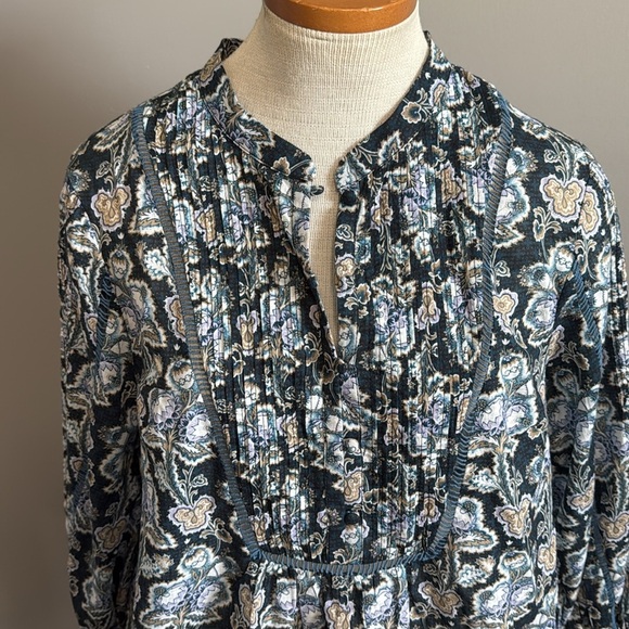 NWT!!  Anthropologie - Henley Peasant Blouse - Medium - Blue/Tan/Purple - Picture 3 of 11